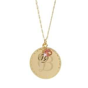 a.v. max monogram charm necklace, gold & crystal